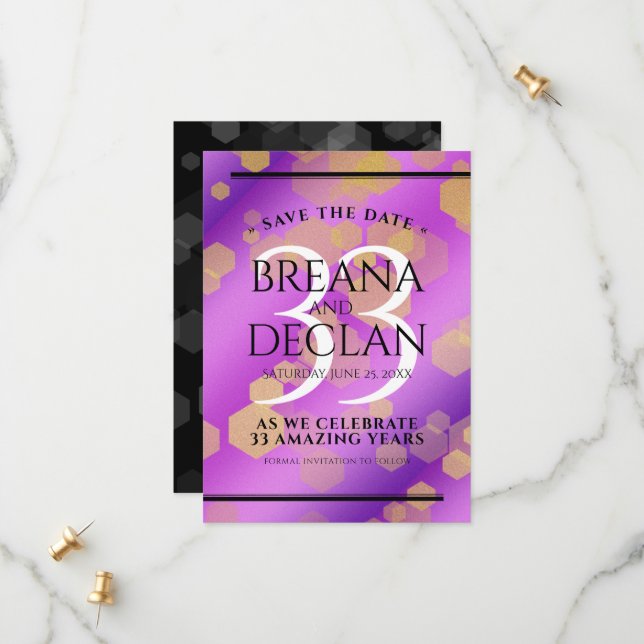 Elegant 33:e Amethyst Bröllop-årsdagen Spara Datumet (Fram/Back In Situ)