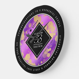 Elegant 33:e Amethyst Bröllop-årsdagen Stor Klocka