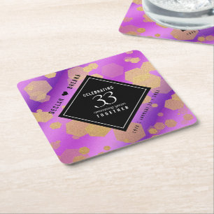 Elegant 33:e Amethyst Bröllop-årsdagen Underlägg Papper Kvadrat