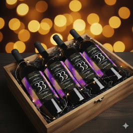 Elegant 33:e Amethyst Bröllop-årsdagen Vinflaska Etikett