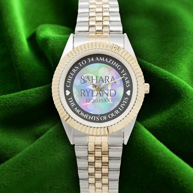 Elegant 34:e årsdagen för Opal Bröllop Firande Armbandsur (Elegant 34th Opal Wedding Anniversary Wristwatch Cover Photo)