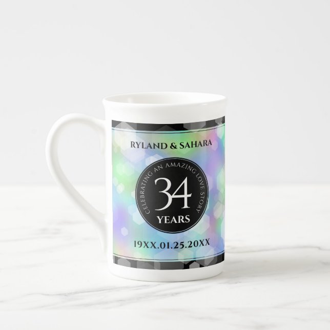 Elegant 34:e årsdagen för Opal Bröllop Firande Benporslin Mugg (Vänster)