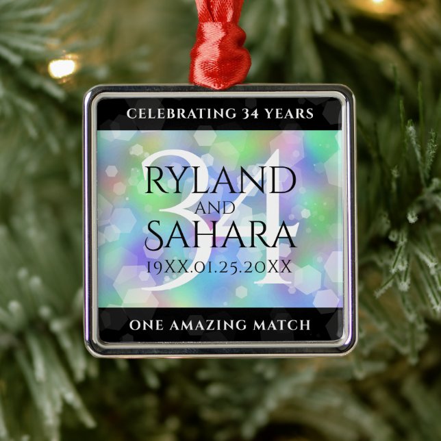 Elegant 34:e årsdagen för Opal Bröllop Firande Julgransprydnad Metall (Träd)