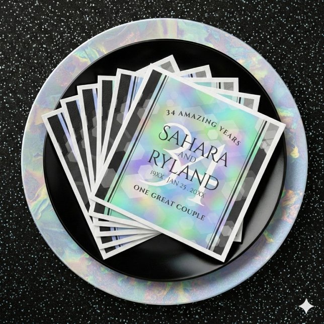 Elegant 34:e årsdagen för Opal Bröllop Firande Pappersservett (Elegant 34th Opal Wedding Anniversary Napkins Cover Photo)