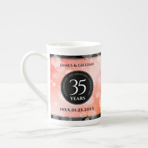 Elegant 35e Coral Bröllop-årsdagen Firande Benporslin Mugg