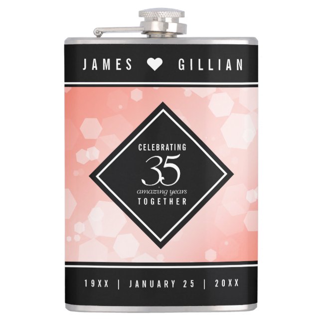 Elegant 35e Coral Bröllop-årsdagen Firande Fickplunta (Framsidan)