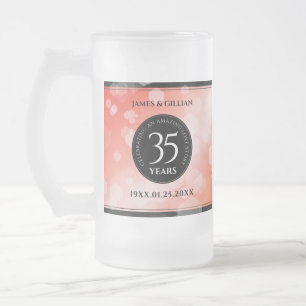 Elegant 35e Coral Bröllop-årsdagen Firande Frostat Ölglas