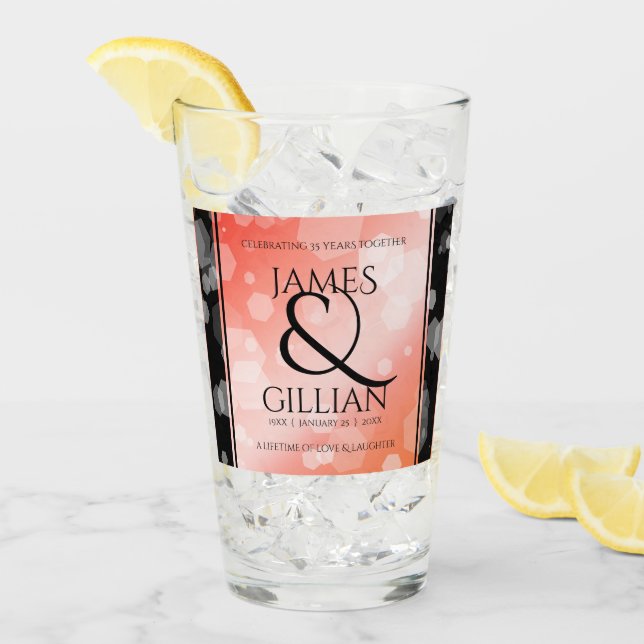 Elegant 35e Coral Bröllop-årsdagen Firande Glaskopp (Framsida Ice)