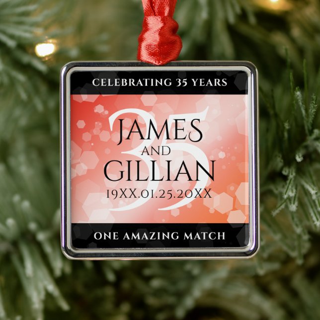 Elegant 35e Coral Bröllop-årsdagen Firande Julgransprydnad Metall (Träd)