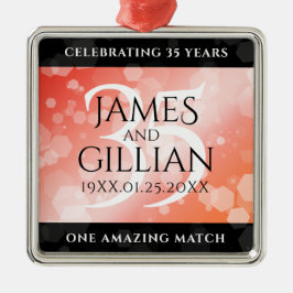 Elegant 35e Coral Bröllop-årsdagen Firande Julgransprydnad Metall