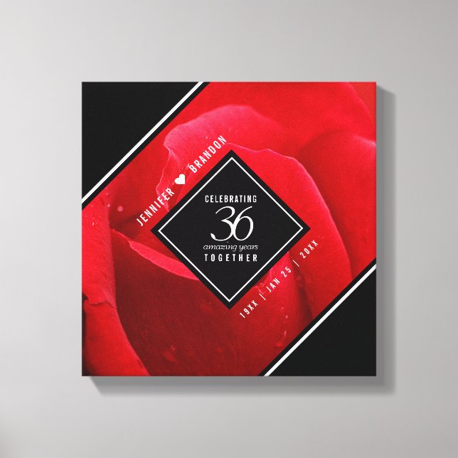 Elegant 36:e årsdagen för Firande vid Bröllop i Ro Canvastryck (Framsida)