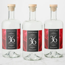 Elegant 36:e årsdagen för Firande vid Bröllop i Ro Spritflaskor Etikett