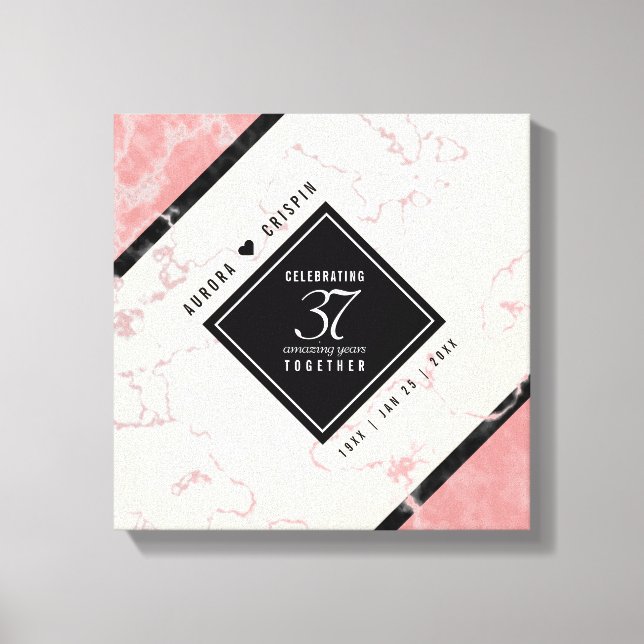 Elegant 37:e Alabaster bröllopsjubileum Canvastryck (Framsida)