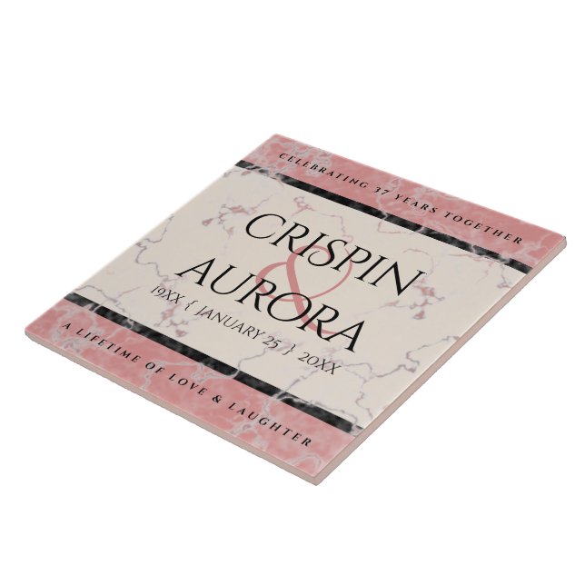 Elegant 37:e årsdagen av Alabaster Bröllop Kakelplatta (Sidan)