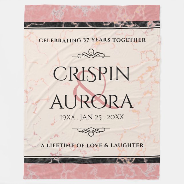 Elegant 37:e årsdagen för Alabaster Bröllop Fleecefilt (Framsidan)