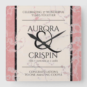 Elegant 37:e årsdagen för Alabaster Bröllop Fyrkantig Klocka