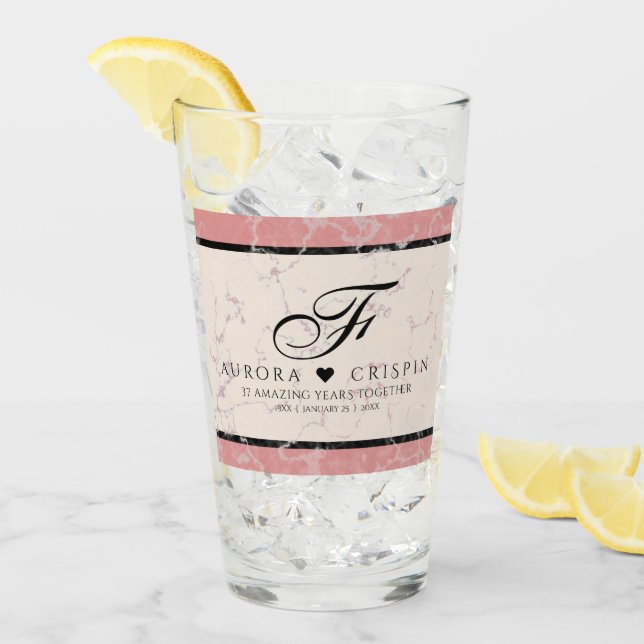 Elegant 37:e årsdagen för Alabaster Bröllop Glaskopp (Framsida Ice)