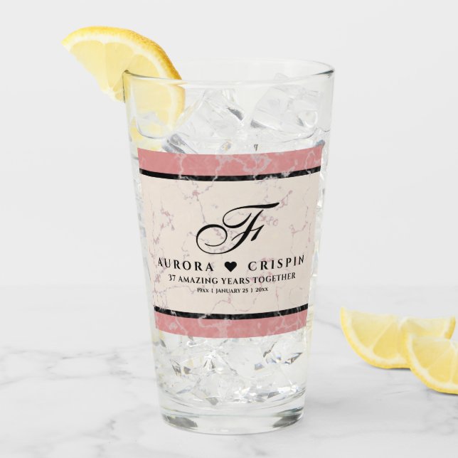 Elegant 37:e årsdagen för Alabaster Bröllop Glaskopp (Framsida Ice)