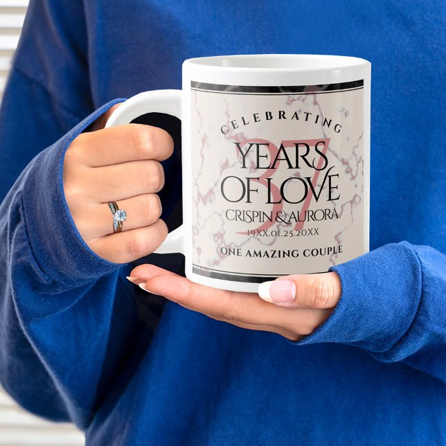 Elegant 37:e årsdagen för Alabaster Bröllop Jumbo Mugg (37th Wedding Anniversary Jumbo Coffee Mug Cover Photo.)