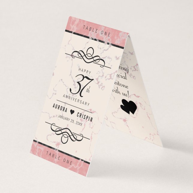 Elegant 37:e årsdagen för Alabaster Bröllop Kort (Framsida)