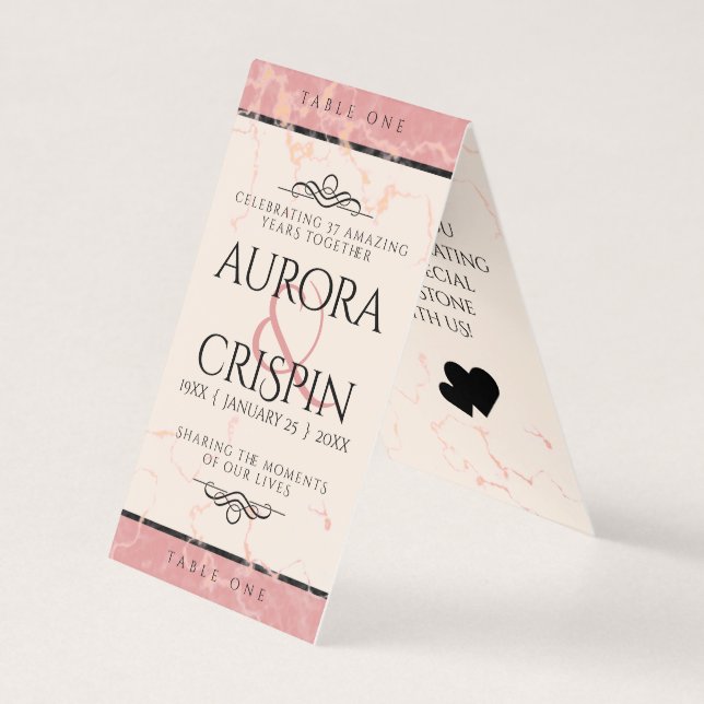 Elegant 37:e årsdagen för Alabaster Bröllop Kort (Framsida)