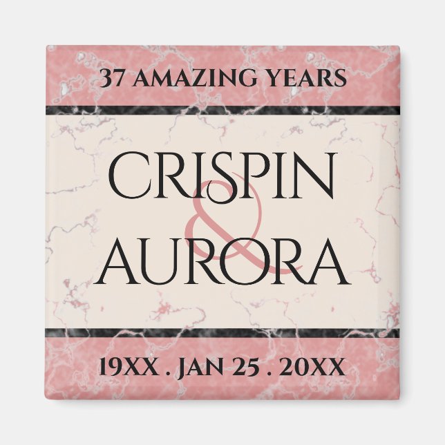 Elegant 37:e årsdagen för Alabaster Bröllop Magnet (Framsidan)