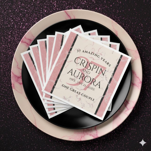 Elegant 37:e årsdagen för Alabaster Bröllop Pappersservett (Elegant 37th Alabaster Wedding Anniversary Napkins Cover Photo)