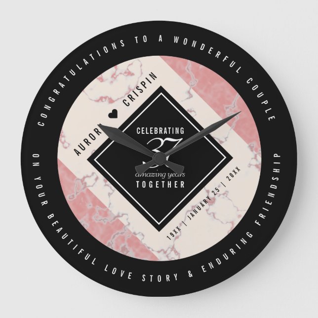 Elegant 37:e årsdagen för Alabaster Bröllop Stor Klocka (Framsida)