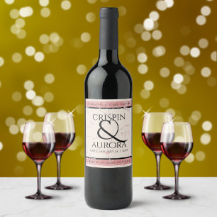 Elegant 37:e årsdagen för Alabaster Bröllop Vinflaska Etikett