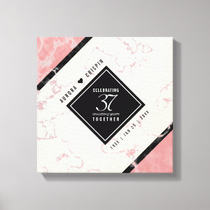Elegant 37:e bröllopsdag i alabaster canvastryck