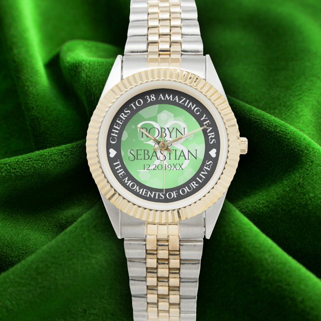 Elegant 38:e Emerald Bröllop-årsdagen Armbandsur (Elegant 38th Emerald Wedding Anniversary Wristwatch Cover Photo)