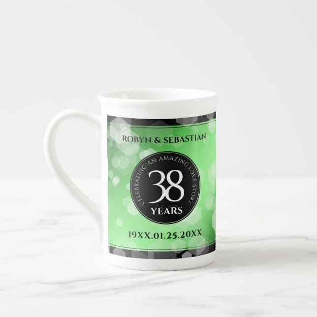 Elegant 38:e Emerald Bröllop-årsdagen Benporslin Mugg (Vänster)