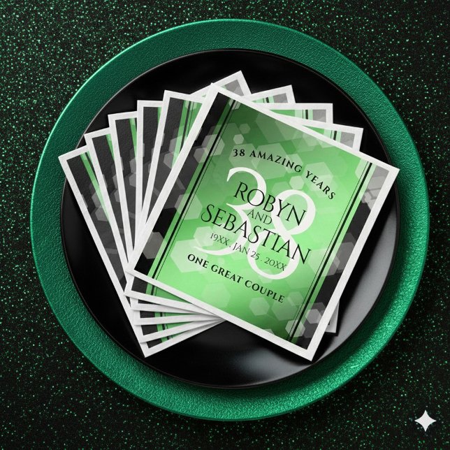 Elegant 38:e Emerald Bröllop-årsdagen Pappersservett (Elegant 38th Emerald Wedding Anniversary Napkins Cover Photo)