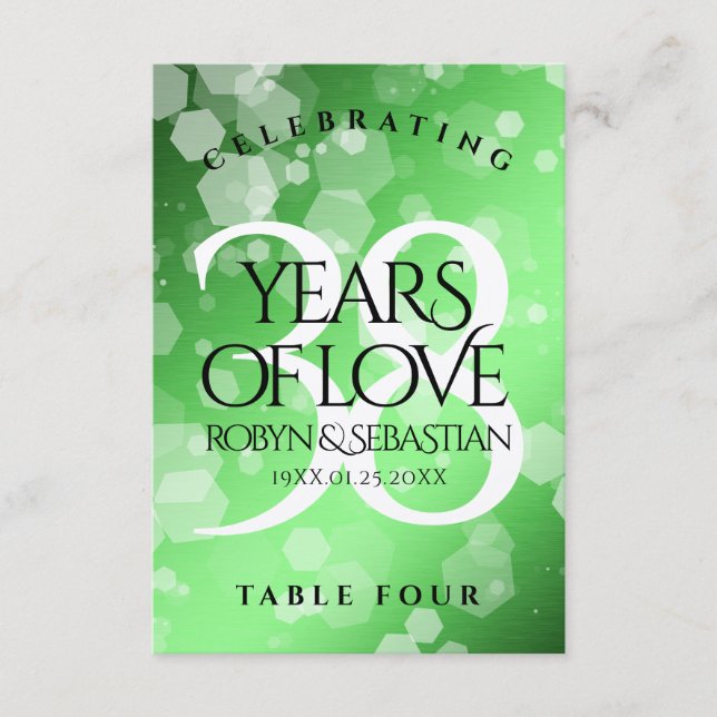 Elegant 38:e Emerald Bröllop-årsdagen Tack Kort (Framsida)