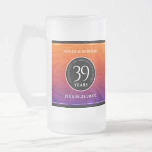 Elegant 39:e Agate Bröllop-årsdagen Firande Frostat Ölglas