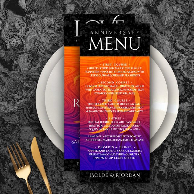 Elegant 39:e Agate Bröllop-årsdagen Firande Meny (Elegant 39th Agate Wedding Anniversary Menu Rack Card Cover Photo.)