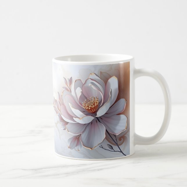 Elegant 3-dimensionellt målat Flower Kaffemugg (Höger)
