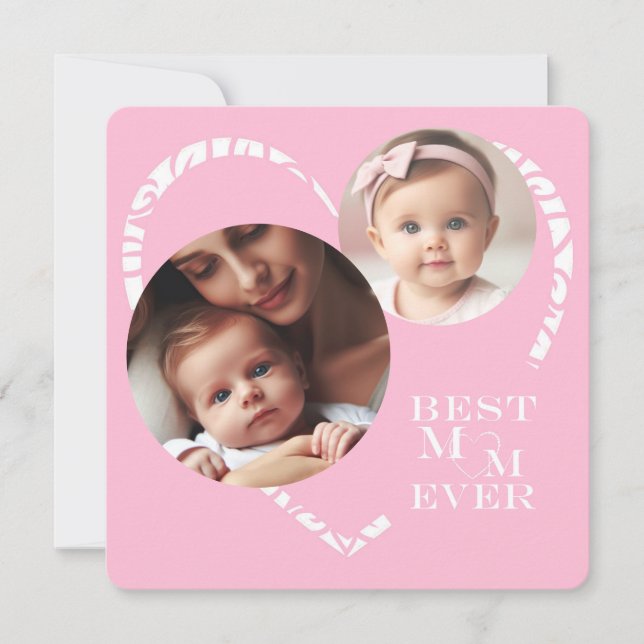 Elegant 3-foto "Bästa Mamma någonsin" Rosa och vit (Framsida)