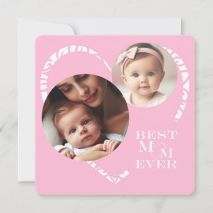 Elegant 3-foto "Bästa Mamma någonsin" Rosa och vit