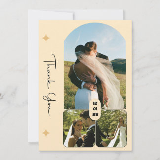 Elegant 3 Foto Bröllop Tacksamhetskort Inbjudningar