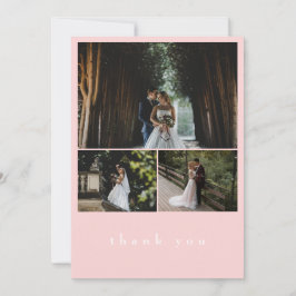Elegant 3 Foto  Rosa Minimalist Bröllop Tack Kort