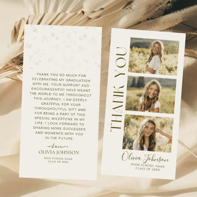 Elegant 3 Fotomistligt Studenten Tack Kort (Skapare uppladdad)