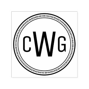 Elegant 3 Initialt monogram #1 Rund Ram #10 Självfärgande Stämpel