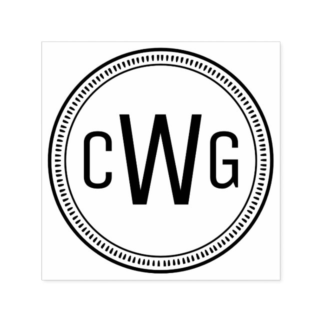 Elegant 3 Initialt monogram #1 Rund Ram #10 Självfärgande Stämpel (Design)