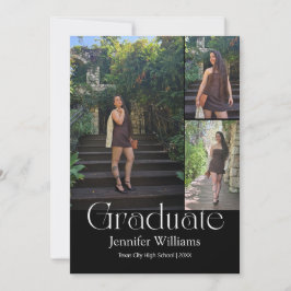 elegant 3 photo graduation 2026 announcement card  inbjudningar
