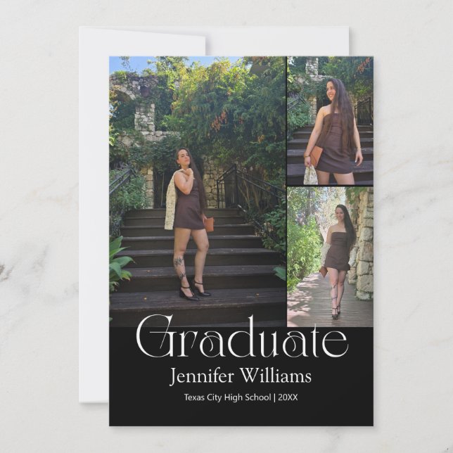 elegant 3 photo graduation 2026 announcement card  inbjudningar (Framsida)