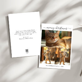 Elegant 3 Photo Meowy jul Cute Funny Cat Julkort