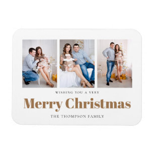 Elegant 3 Photos Family God jul Magnet