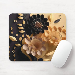 Elegant 3D Black and Guld Flowers Musmatta