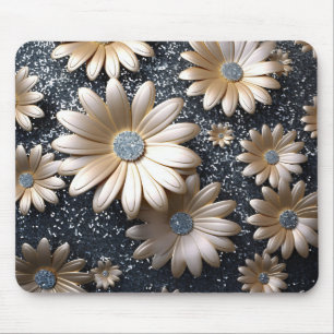Elegant 3D Black and Guld Flowers Musmatta